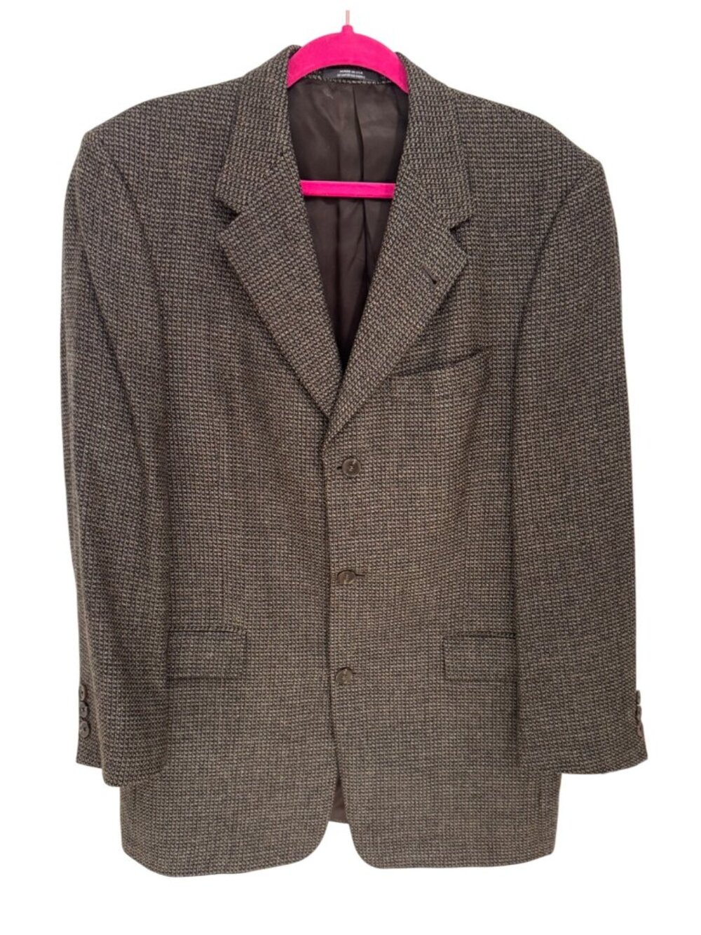 Hart Schaffner Marx Proffitts Tweed Brown 40R Wool Blazer Jacket Houndstooth